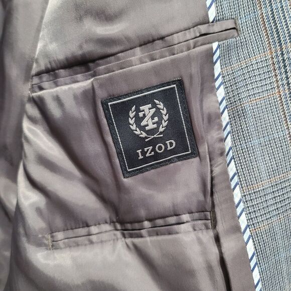 Izod 40R Mens Polyester Rayon Sport Coat Blazer Suit Jacket 3 Button Gray - Picture 2 of 10